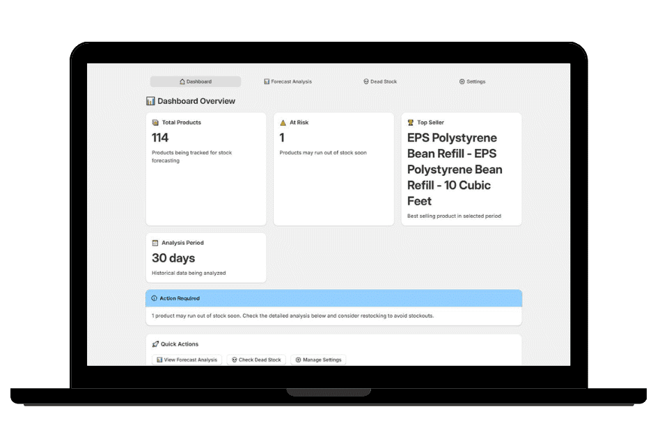 Forecastify — Shopify inventory-forecasting app, end-to-end.
