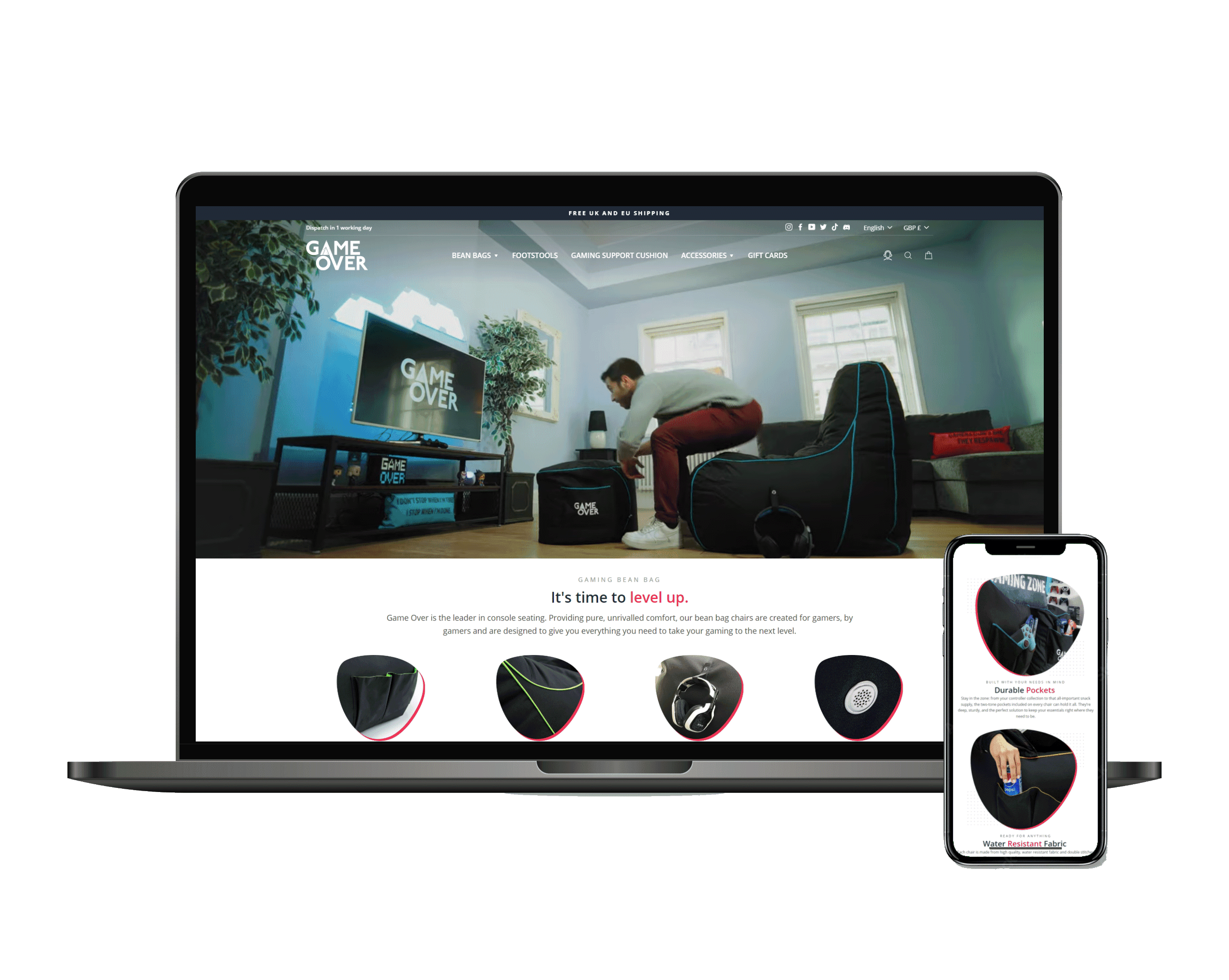 Game Over website shown on a laptop