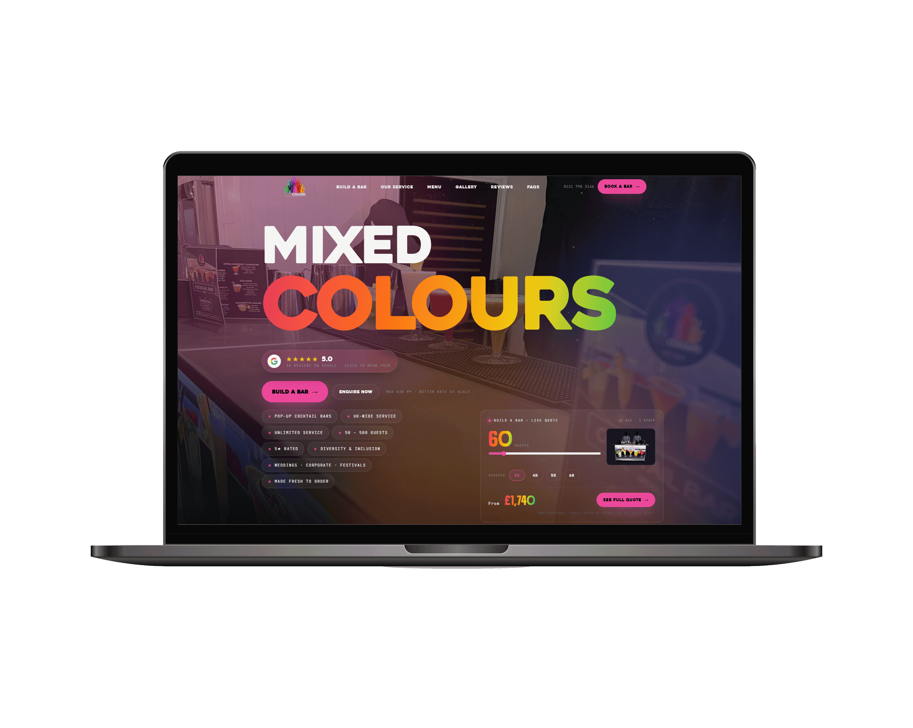 Mixed Colours website shown on a laptop