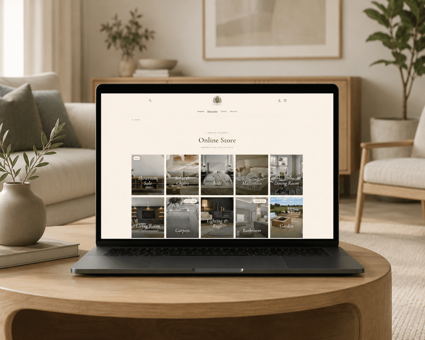Richdale Sofas website shown on a laptop